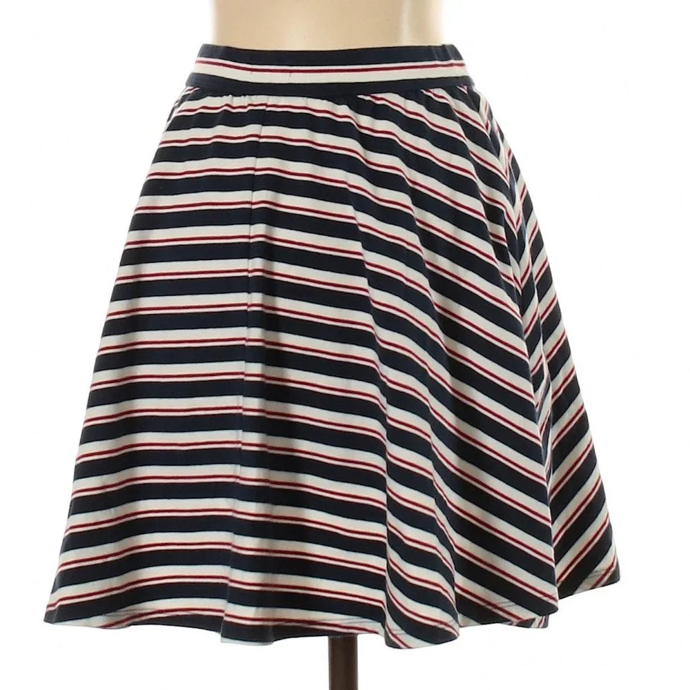Hollister Navy A-Line Striped Skirt | Size S - Picture 5 of 10